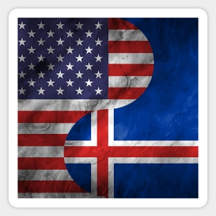 USA Iceland Dual Yin Yang Flag Sticker